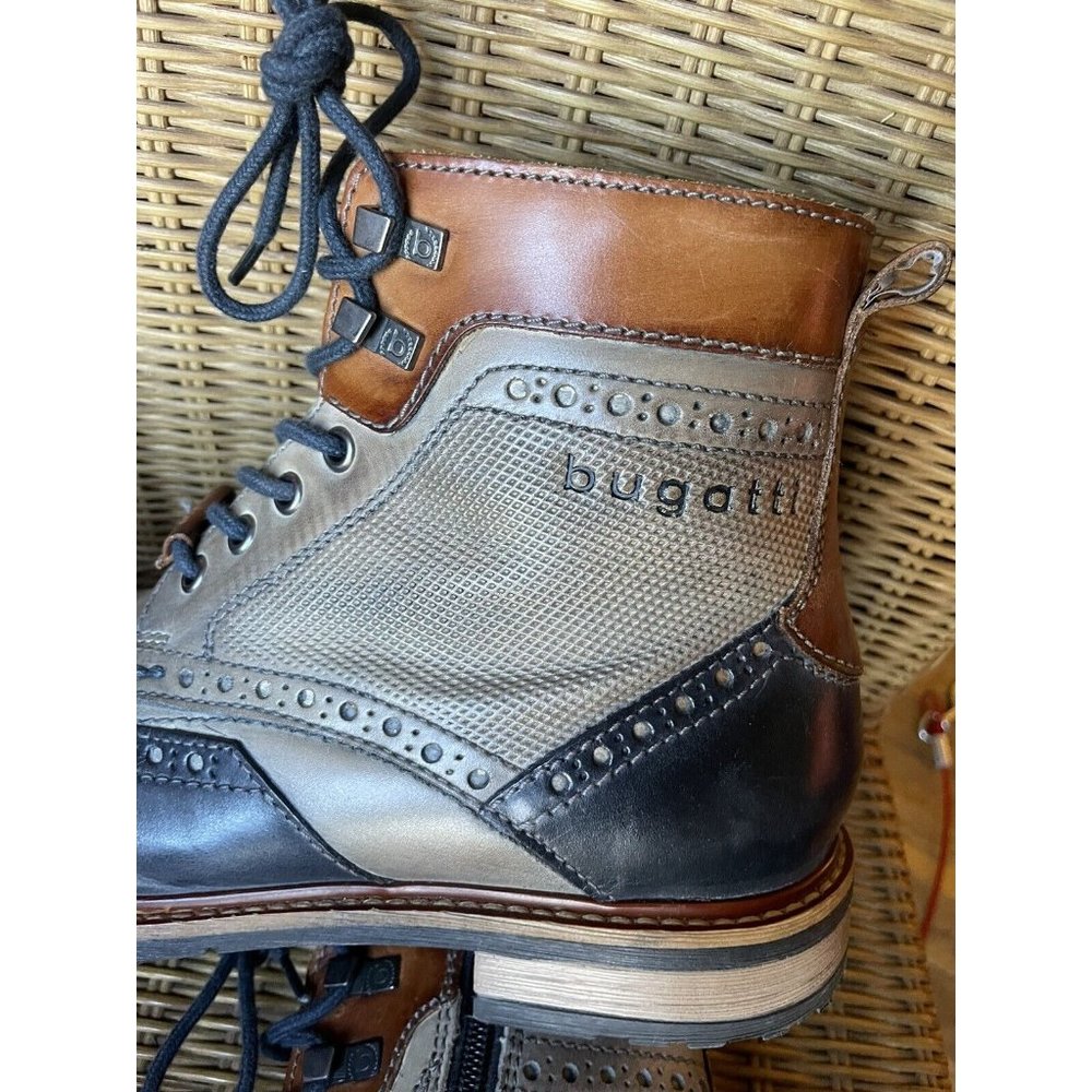 Bugatti Boots Marcello Brogue Mens Shoes Boots 42 NWOT Bew Gray Black Leather - Picture 10 of 10